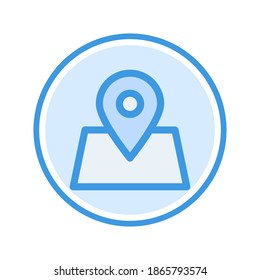 ilustración vectorial de icono de ubicación. diseño de color azul del icono de ubicación.