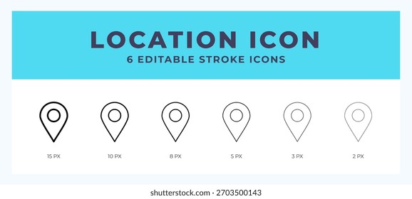 Standort-Symbol, Vektorgrafik. Mit editierbarem Strich für das Web. App und mehr.