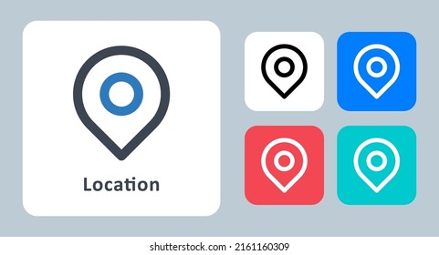 Location Symbol - Vektorgrafik . Lage, Karte, Navigation, Pin, Richtung, Marker, Zeiger, Linie, Umriss, flache Symbole .