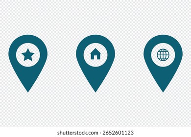 Location icon vector illustration, map pin symbol, GPS navigation marker, place indicator, destination sign, geolocation tag, travel and maps, UI and web design. Home location pointer icon vector.
