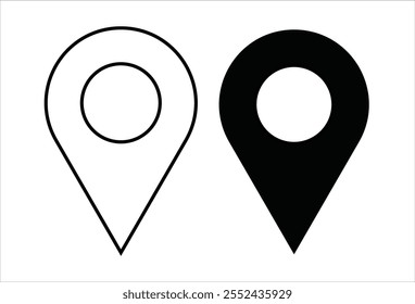 Vektorgrafik des Standortsymbols. Symbol für Adresssatz-Symbol. Einzeln auf weißem Hintergrund