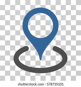 Location icon. Vector illustration style is flat iconic bicolor symbol, cobalt and gray colors, transparent background. Designed for web and software interfaces.