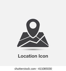 Location icon vector, map solid illustration, pictogram isolated on gray