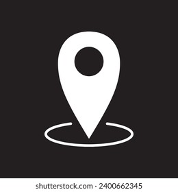 Location icon vector. Pin icon logo design. Pointer symbol isolated on black background