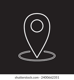 Location icon vector. Pin icon logo design. Pointer symbol isolated on black background