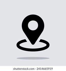 Location icon vector. Pin icon logo design. Pointer symbol isolated on gray background