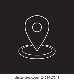 Location icon vector. Pin icon logo design. Pointer symbol isolated on black background