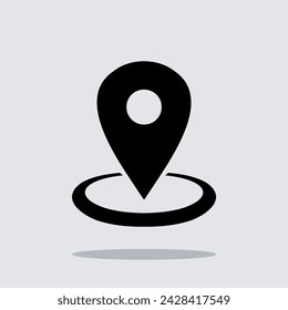 Location icon vector. Pin icon logo design. Pointer symbol isolated on gray background