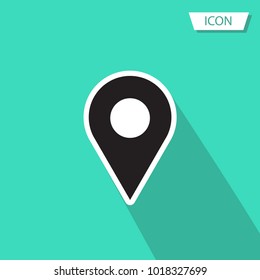 Location icon vector. Pin sign Isolated on green background.