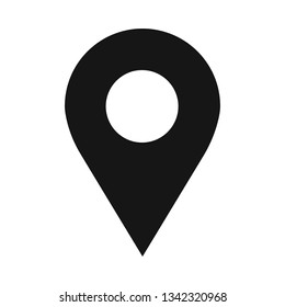 Вектор значка местоположения. Знак булавки Изолирован на белом фоне. Навигационная карта, gps, направление, место, компас, контакт, концепция поиска. Плоский стиль для графического дизайна, логотипа, Интернета, пользовательского интерфейса, мобильного приложения, EPS10.