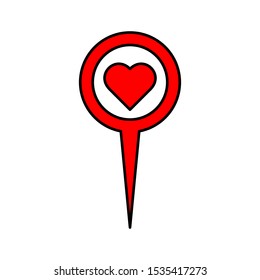 Location icon vector. Pin sign Isolated on white background. Map pointer with heart icon.