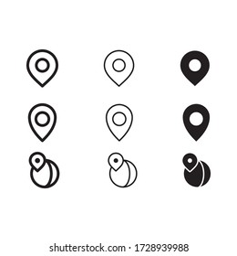Vector de icono de ubicación. Signo de pines Aislado sobre fondo blanco. Mapa de navegación, gps, dirección, lugar, brújula, contacto, concepto de búsqueda. Estilo plano para diseño gráfico, logotipo, Web, UI, actualización móvil, EPS10