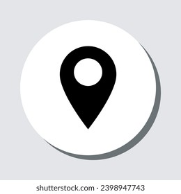 Location icon vector. Pin sign symbol in trendy flat style. Pointer vector icon illustration in circle isolated on gray background