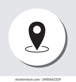 Location icon vector. Pin sign symbol in trendy flat style. Pointer vector icon illustration in circle isolated on gray background