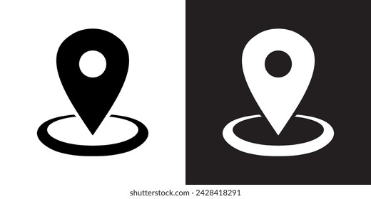 Location icon vector. Pin sign symbol in trendy flat style. Pointer vector icon illustration isolated on white and black background