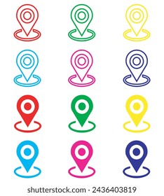 Location icon vector. Pin sign symbol in trendy flat style. Set elements in colored icons. Pointer vector icon illustration isolated on white background