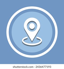 Location icon vector. Pin icon sign symbol in trendy flat style. Pointer vector icon illustration isolated on blue background
