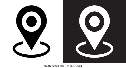 Location icon vector. Pin sign symbol in trendy flat style. Pointer vector icon illustration isolated on white and black background