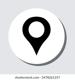 Location icon vector. Pin sign symbol in trendy flat style. Pointer vector icon illustration in circle isolated on gray background