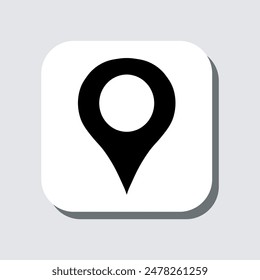 Location icon vector. Pin sign symbol in trendy flat style. Pointer vector icon illustration in square isolated on gray background