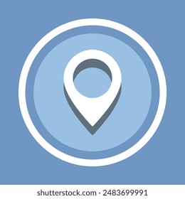 Location icon vector. Pin icon sign symbol in trendy flat style. Pointer vector icon illustration isolated on blue background