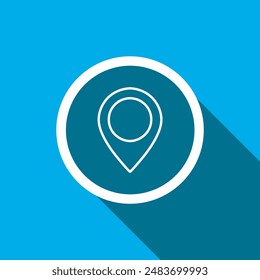 Location icon vector. Pin icon sign symbol in trendy flat style. Pointer vector icon illustration isolated on blue background