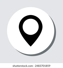 Location icon vector. Pin sign symbol in trendy flat style. Pointer vector icon illustration in circle isolated on gray background