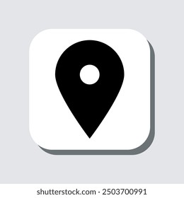 Location icon vector. Pin sign symbol in trendy flat style. Pointer vector icon illustration in square isolated on gray background