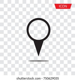 Location icon vector. Pin sign isolated on transparent background.