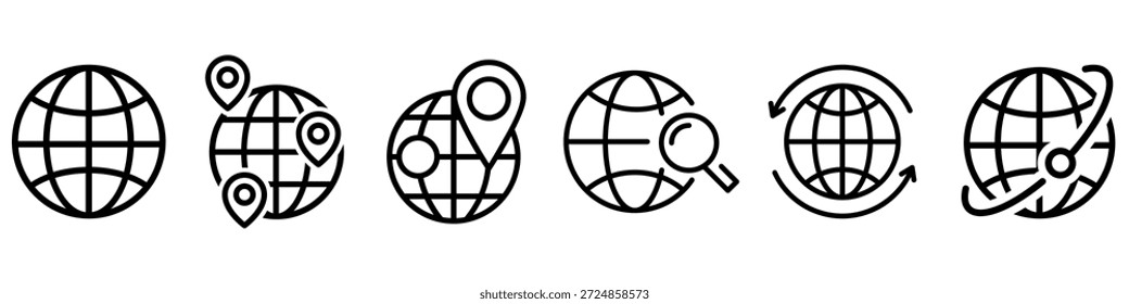 Location, icon, vector, set, Route, Illustration, sign, collection,  Flights, symbol, Globe, logo,