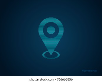 Location icon vector. Icon symbol isolated on blue  background. Navigation map, gps, direction, placecontact, search concept.Vector illustration.