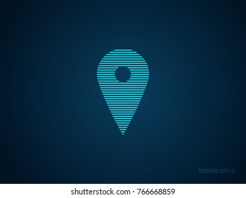 Location icon vector. Icon symbol isolated on blue  background. Navigation map, gps, direction, placecontact, search concept.Vector illustration.