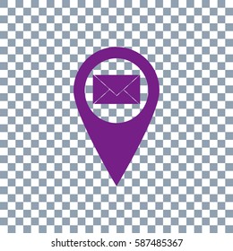Location icon vector.Email icon vector on transparent background. Violet icon