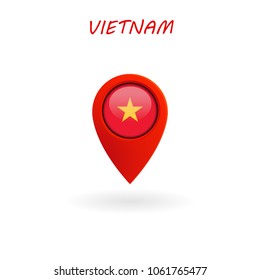 Location Icon for Vietnam Flag, Vector, Illustration, Eps File