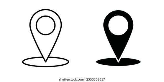 Location icons in black filled and outlined style