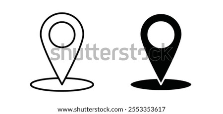 Location icons in black filled and outlined style