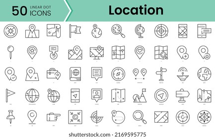 location Icons bundle. Linear dot style Icons. Vector illustration