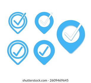 Location icons with check mark for delivery services approval ui