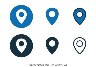 Location icons collection in different style flat vector illustration set