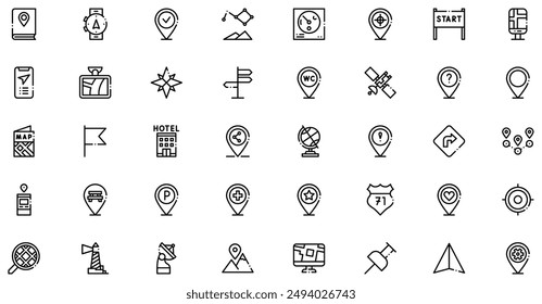 Location Icons collection is a vector illustration with editable stroke, offering versatility and customization. Perfect for various design needs, it includes high-quality graphics.