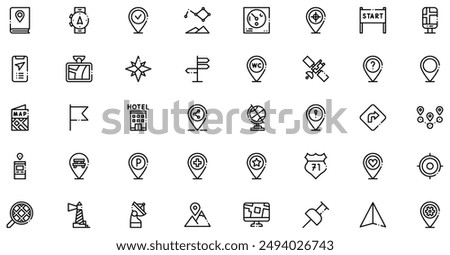 Location Icons collection is a vector illustration with editable stroke, offering versatility and customization. Perfect for various design needs, it includes high-quality graphics.