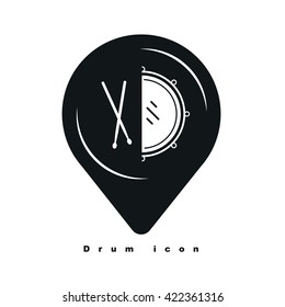 Location icons with drum illustration vector, music icon.