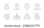 Location icons. Editable stroke. Containing verified, phone, geographical, around the world, locator, location, mobility, location pin.