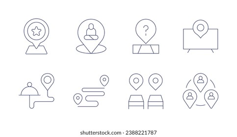 Location icons. Editable stroke. Containing smart tv, community, placeholder, food delivery, place, location.