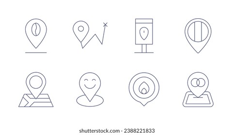Location icons. Editable stroke. Containing location, wedding location, route, maps and location.