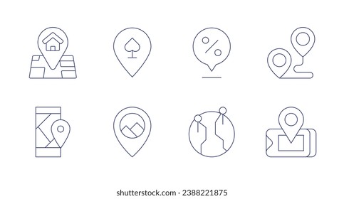 Location icons. Editable stroke. Containing location, gps, destination, phone, location pin, emerging industries.