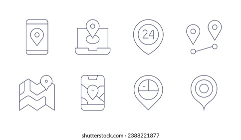 Iconos de ubicación. Trazo editable. Con ubicación, gps, mapa.