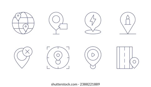 Location icons. Editable stroke. Containing location pin, road, worldwide, wrong, location, target.