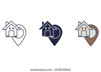 location icons isolated on White Background. Flat style design
