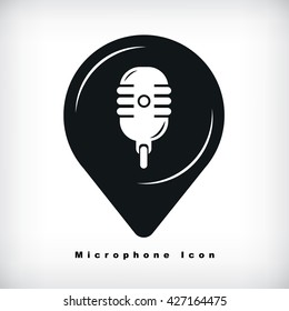Location icons with microphone illustration vector, music icon.